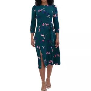 Floral Teal Midi Dress